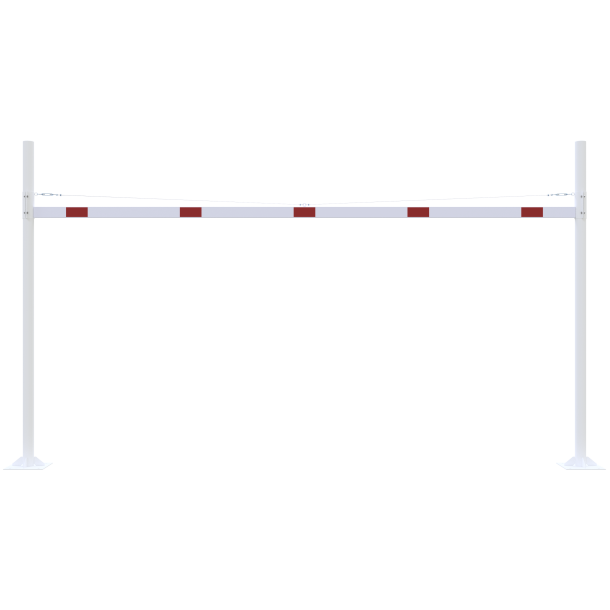 Height restriction barrier | with 2 square posts | cross tube length: 5000 mm | to be fixed by plugs | without barrier of aluminium tube